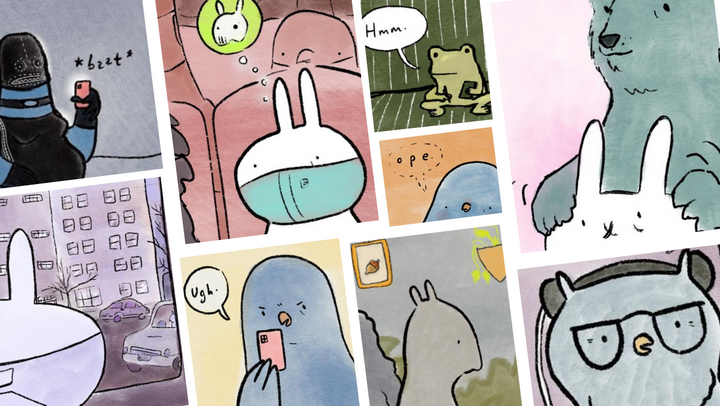 Several panels from Sober Rabbit.